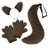 Wolf Cosplay Accessory Set Black Trim Wolf Ears Headband Set Strap Attachment for Cosplayers