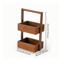 Wood Rack with Handle Portable Vanity Organizer Freestanding