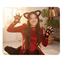 Cat Ears and Tail Set Customizable Fit Animal Cosplay Accessories Lightweight Soft Pile Animal Costume Set for Kids, Women, Halloween, Parties
