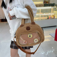 Capybara Soft Toy Bag Detachable Strap Soft Toy Capybara Bag Structured