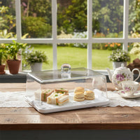 Rectangular Cake Cover Particle-Resistant Buffet Display Cover Rectangular Lidded Cake Tray Long-Lasting Transparent Food