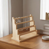 Natural Wood Wooden Jewelry Display Stand Space Saving Bracelet Holder Display Easy to Assemble for Market Stall, Retail Retailer