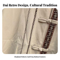 Men's Tang Suit Top, Dai Ethnic, Retro, Short Sleeve, Yunnan Xishuangbanna, Summer