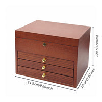 Wooden Jewelry Box Rosewood Grain Home Storage Gold-Tone Pulls