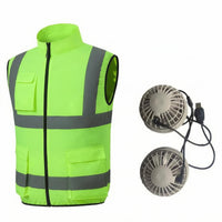 Fan Cooling Vest Reflective Sleeveless Cooling Vest Stand Collar