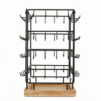 Rotating Jewelry Display Rack Metal Frame Rotating Pegboard Rack Hook Rails