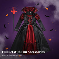 girls' Witch Costume Set Includes Accessories Witch Dress with Hat Star Pattern