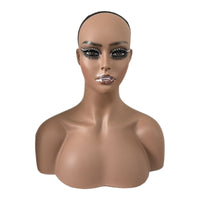 Mannequin Bust with Hairpiece Cap Bald Hairpiece Display Head Sturdy