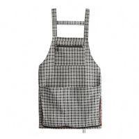 Plaid Bib Apron Woven Pocket Apron Side Slit Openings
