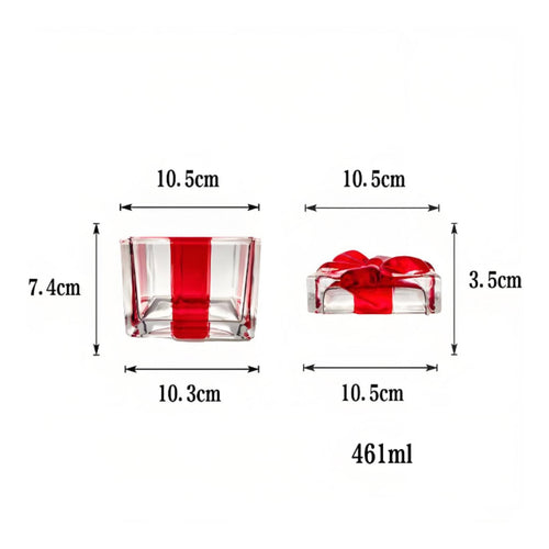 Glass Gift Box Festive Design Red Bow Glass Jar for Living Room, Housewarming