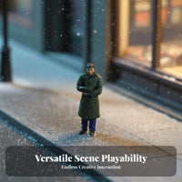 1:64 Scale Miniature Person High Intricacy 1:64 Scale People Figures Overcoat Figure Detailed Painting for Collectors