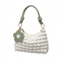 Puffer Shoulder Bag Knotted Strap Moon-Shaped Hobo Bag Textured for Casual Wear