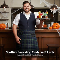 Scottish Kilt Plus Size Available Pleated Plaid Skirt Adjustable Fit