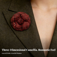Classic Design Tweed Camellia Brooch Elegant Camellia Flower Lapel Pin for Bridesmaids, Mothers, Formal Events, Special Occasions, Parties