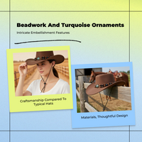 Cowboy Hat, Western Sun Hat, Wide Brim Fedora for Travel