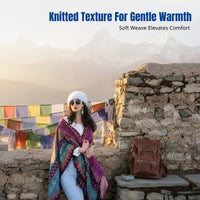 Bohemian Ethnic Cape, Knitted Travel Shawl, Women's Poncho, Outdoor Wrap