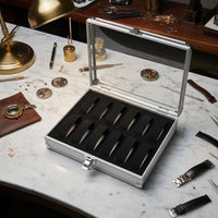 12 Compartment Watch Box Reinforced Corners Aluminum Watch Case Individual Item Storage Debris-Resistant Scuff Protection