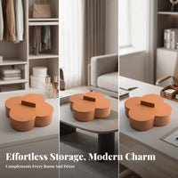 Four-Compartment Box Stitched Edging Leather-Like Clover Storage Box