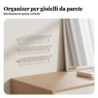 3 Pieces 8-Hole Jewelry Storage Strip Mini Size Wall Mount Jewelry Organizer