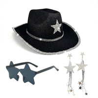 3 Pieces Dangling Star Earrings Oversized Cowgirl Outfit Kit Fringed Look