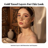 Tassel Chain Face Cover Mystical Look Crystal Tassel Face Covering Layered Chain Headpiece Ornate Costume Accessory