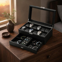 Watch and Jewelry Box Drawer Design Display Case Transparent Lid
