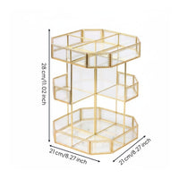 Vintage-Design Cosmetic Storage Organizer Gold-Toned Octagonal Makeup Organizer