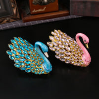 Swan Jewelry Box European Design Crystal Swan Box Metal Frame