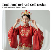 Red Plush Sphere Hair Crown Elegant Design Ancient Design Hair Crown Tassel Headdress Vintage Inspired Festive Headwear