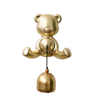 Bear Entry Chime Hanger Black Cord Brass Bear Ornament Decorative