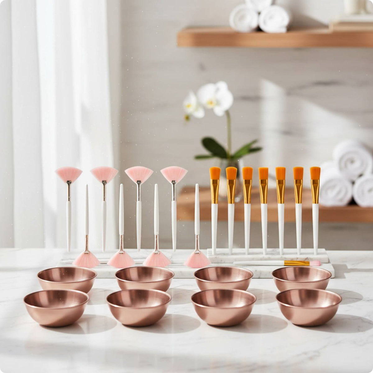 24 Pieces Facial Face Pack Mixing Kit Reusable Facial Face Pack Brush Set Portable Flat Brush Set