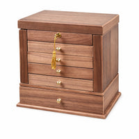 Makeup Organizer with Drawers Wood-Grain Cosmetics Storage Box Sturdy for Women