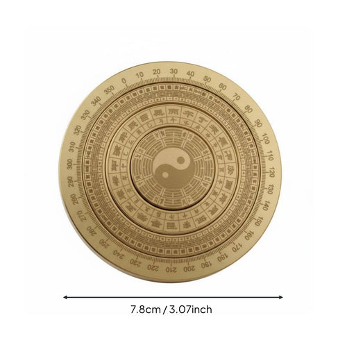 Bagua Luopan Portable Brass Feng Shui Compass Antique Design Bagua Compass Disc for Travel