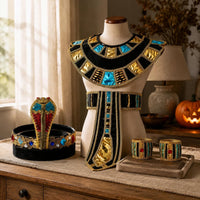 Desert Kingdom Princess Dress Costume Accessories Adjustable Ancient Nile Queen Costume Vintage Style Nile Gown Egypt Belt Headband for Women, Halloween, Party, Cosplay