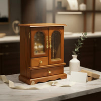 Glass Door Jewelry Cabinet Raised Base Home Organizer Large Capacity