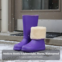 Waterproof Women's Rain Boots Comfortable Drawstring Winter Boots Easy On and Remove for Adults, Rainy Days, Commuting, Gardening