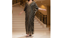 2 Piece Set Glittering Disc Beaded Kaftan Shimmering Sequins Glitter Mesh