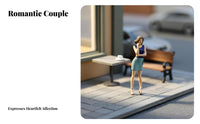 2 Pieces 1:64 Scale Couple Figurine Creative Gift 1:64 Miniature Scale People Figure Miniature Man and Female Model Collectible