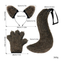 Wolf Cosplay Accessory Set Black Trim Wolf Ears Headband Set Strap Attachment for Cosplayers