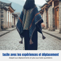 Bohemian Ethnic Cape, Knitted Travel Shawl, Women's Poncho, Outdoor Wrap