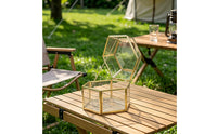 Hexagonal Glass Box Hinged Lid Lidded Display Box Vintage Jewelry Case Multipurpose Vintage Design Jewelry Organizer for Desktop