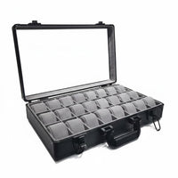 Watch Display Case 24-Slot Watch Case Windowed Lid