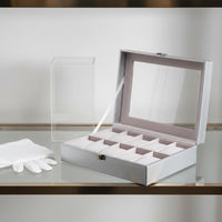 Watch Display Case Divided Compartments Hard Shell Watch Box Padded