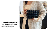 Large Capacity Puffy Quilted Makeup Bag Spacious Puffy Makeup Bag Portable for Travelers, Young Adults, Daily Use, Parties, Home
