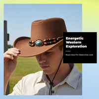 Cowboy Hat, Western Sun Hat, Wide Brim Fedora for Travel