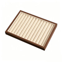 Walnut Jewelry Tray Large Capacity Jewelry Display Scratch Protection Velvet Lined Band Holder for Women, Dresser Top