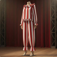 2 Pieces Adult Clown Costume Ruffled Trim Performance Clown Eye-Catching-Catching Two-Piece Court Fool Outfit for Entertainers, Costume Parties