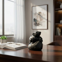 Rats Wealth Sack Figurine Hand Carved Chinese Astrological Figurine Frosted Finish Small Animal Sculpture for Office