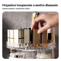 Rotating Cosmetic Organizer Crystal Pattern for Bathroom Counter