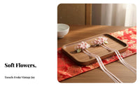 2 Pieces Soft Flower Hairpin Festive Design Traditional Attire Hair Accessory Chinese Design Tassel Hair Fastener Lightweight